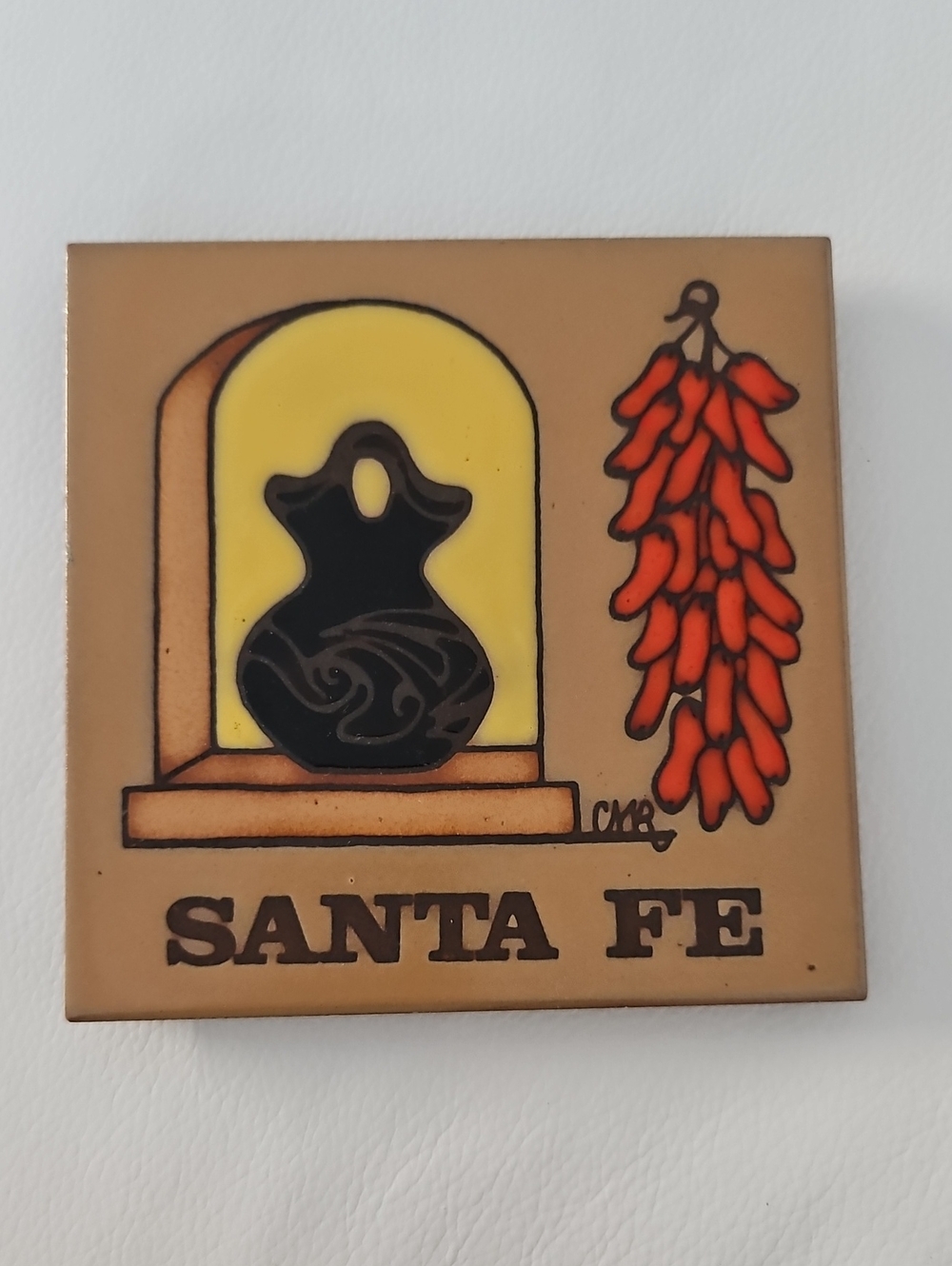 Santa Fe Decorative Ceramic Tile Accent - Tan, Yellow, Black, Red
